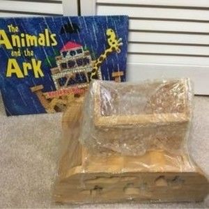 Wooden Noah’s animal ark with book - shape sorter